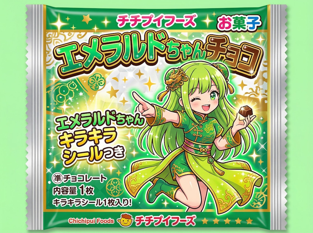 エメラルドちゃんチョコとおまけのシール