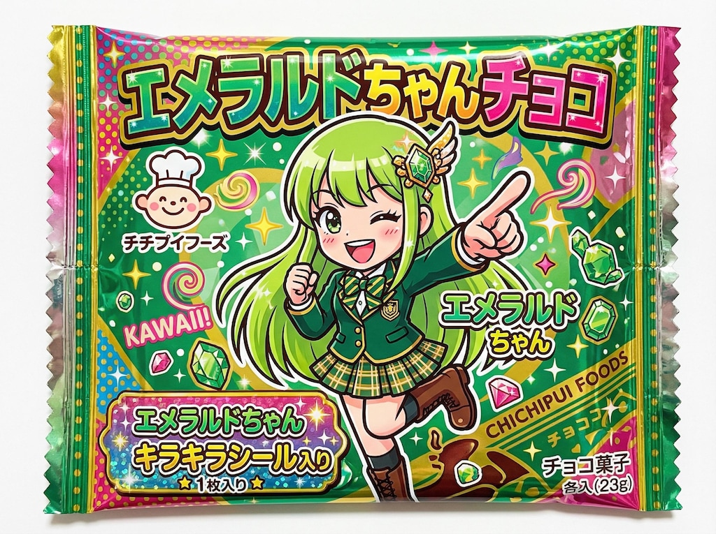 エメラルドちゃんチョコとおまけのシール