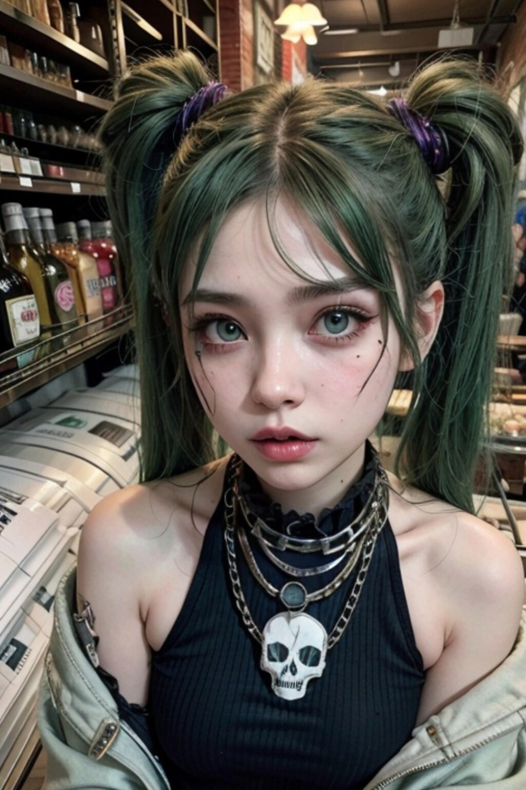 ツインテールの緑髪の人