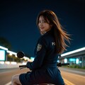 バイクにまたがる婦警 2枚目