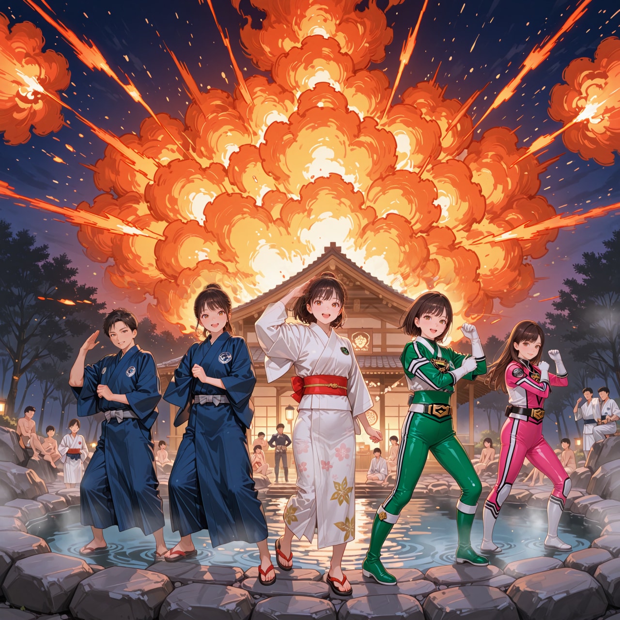 温泉戦隊ツカルンジャー‼ | の人気AIイラスト・グラビア