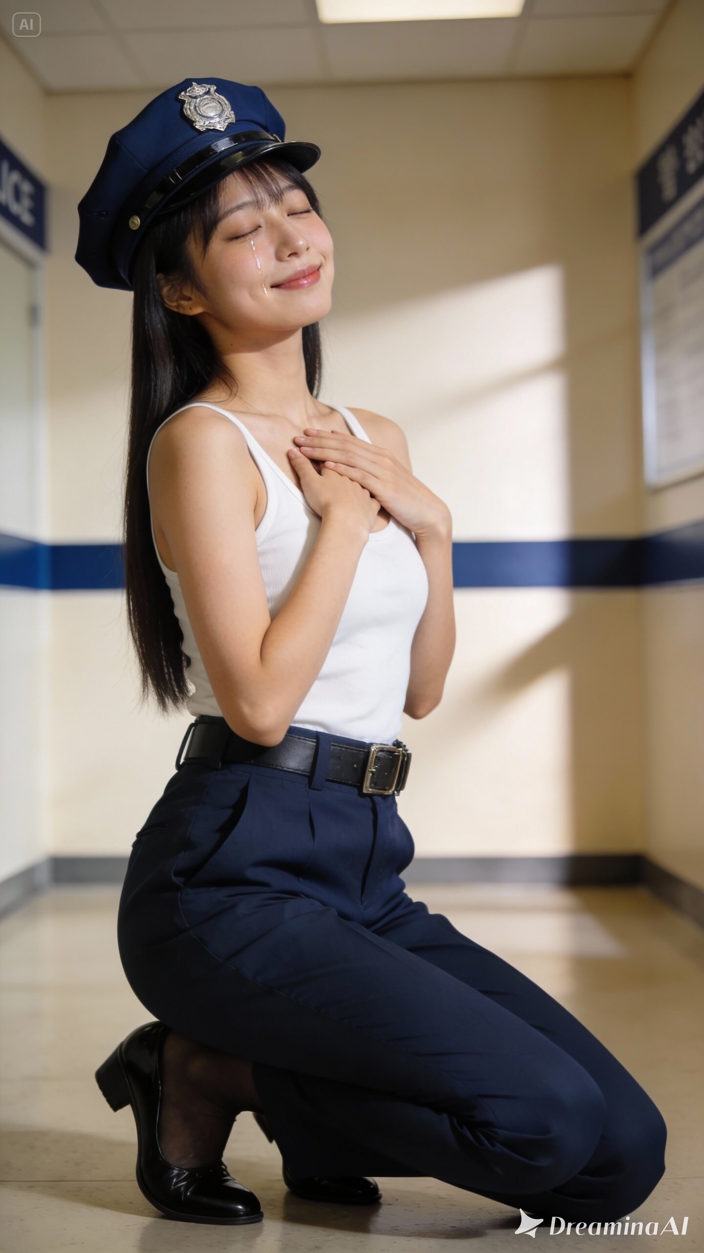 リアルかっこかわいい婦警のロマンティックな憩い