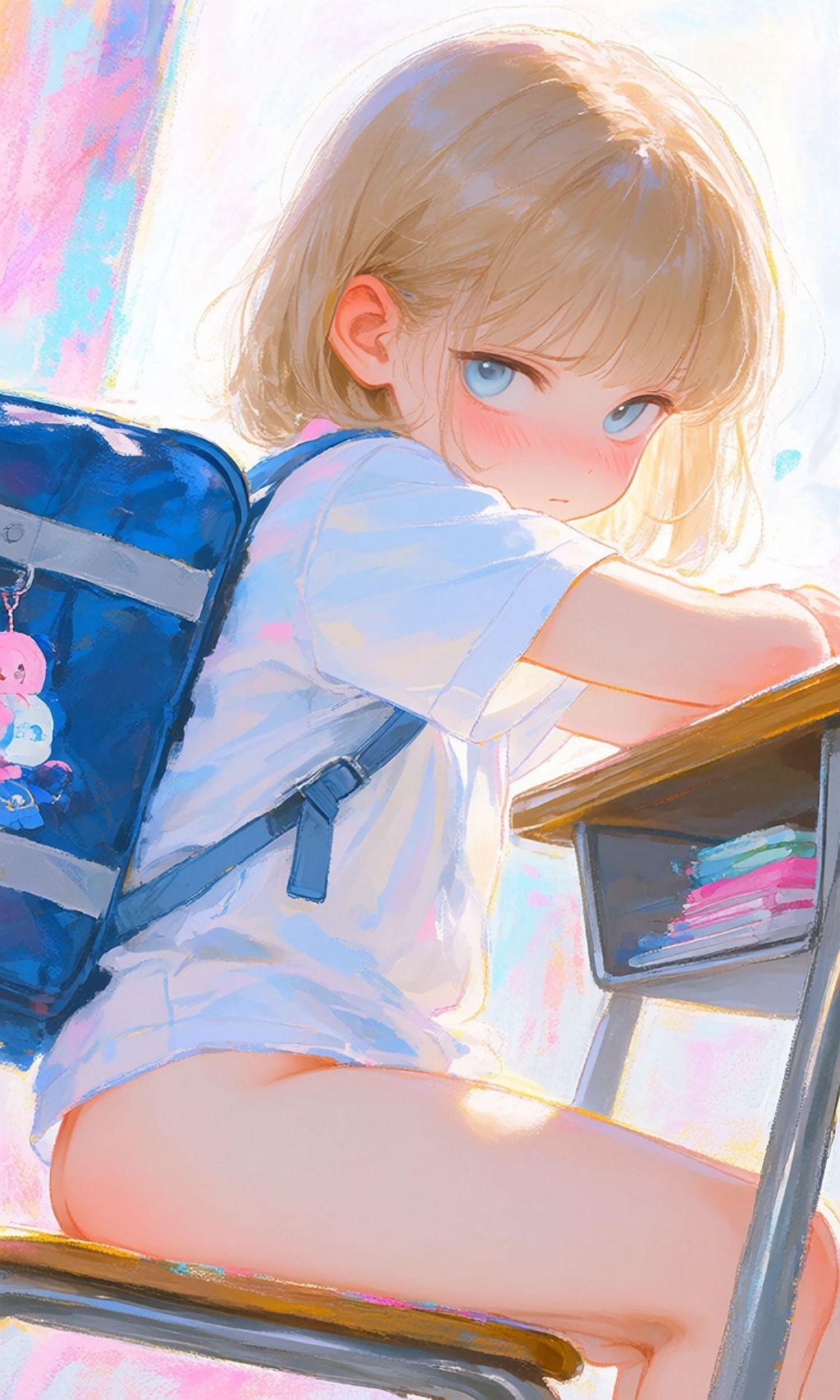 金髪碧眼女子高生のおしり