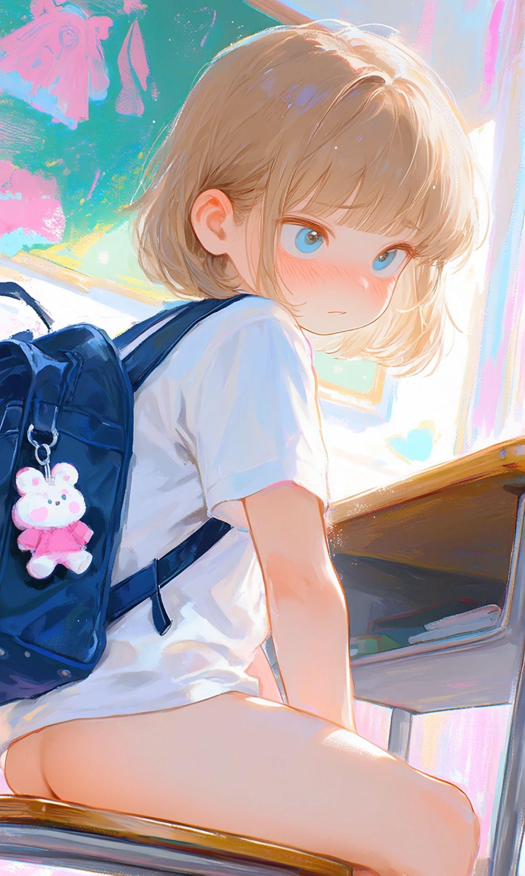 金髪碧眼女子高生のおしり