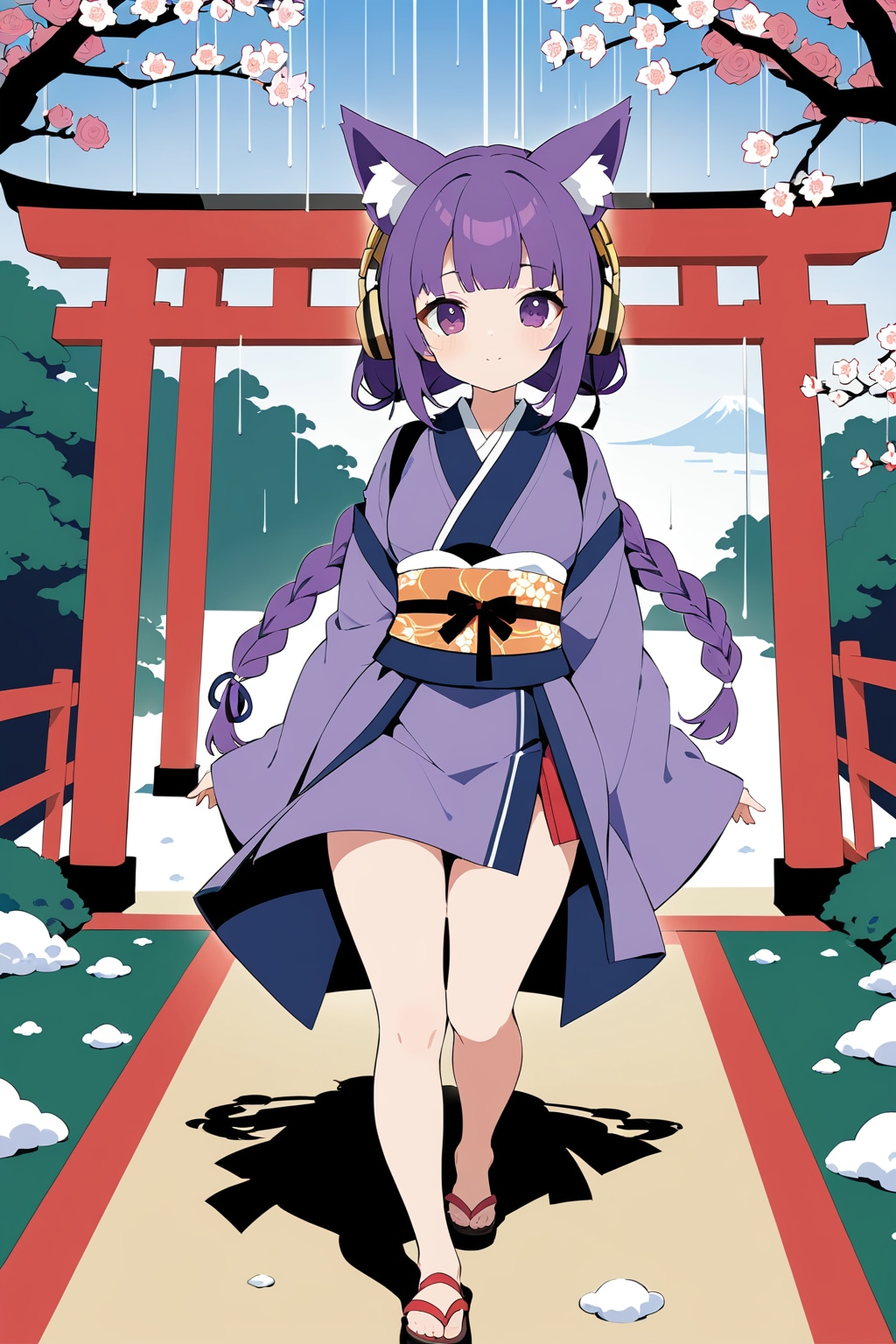 着物の紫髪ちゃん | の人気AIイラスト・グラビア
