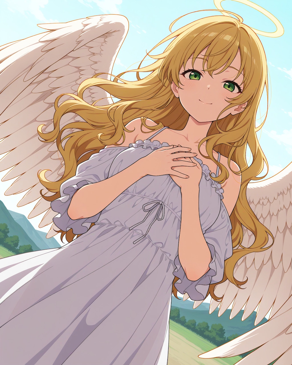自然の中で微笑む天使