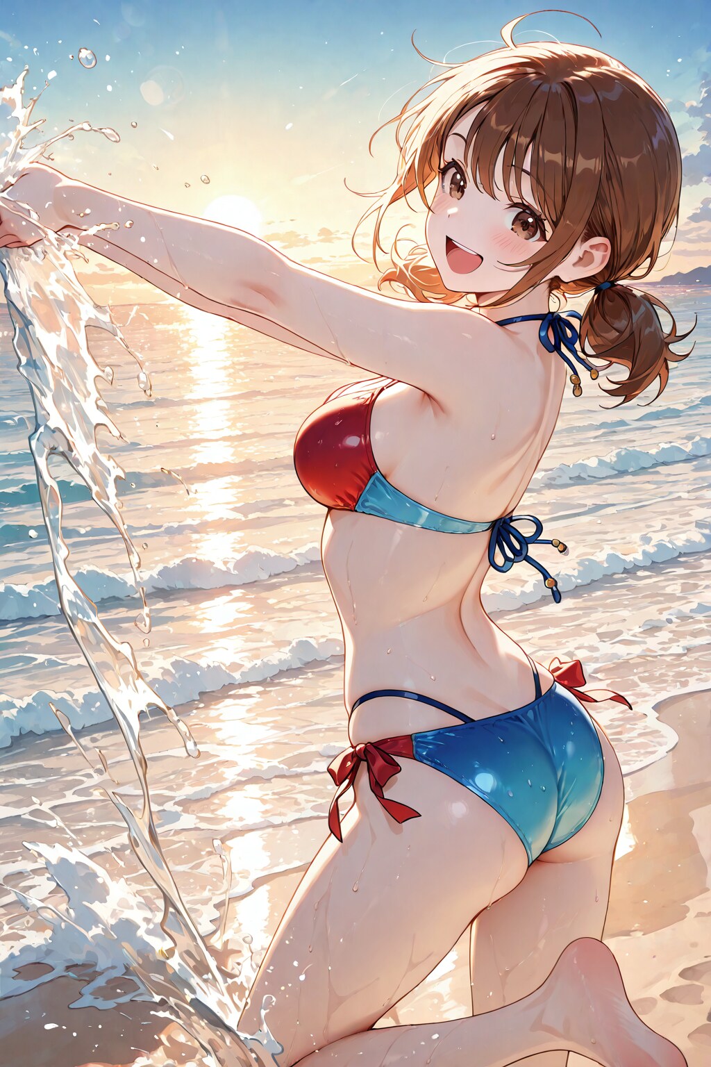 BONSAIで絵海ちゃん(赤と青の水着)