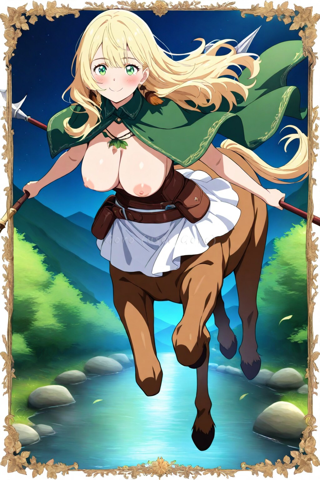 緑色のケープのかわいいケンタウロス