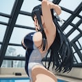 存在消滅！悪のハイレグお清楚美少女（女戦闘員）、正義の必殺技に貫かれ空間から消え去る💦・・（bananaに新規の横アングルと消滅描写、透明化を作ってもらいました♪） 2枚目