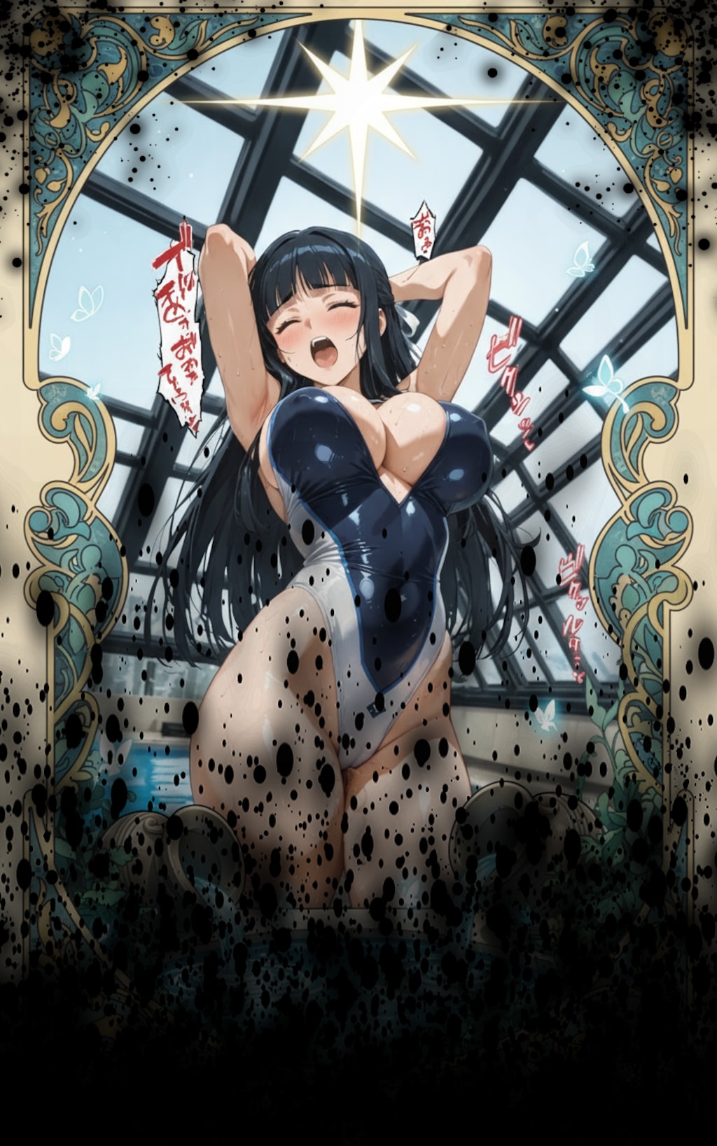 存在消滅！悪のハイレグお清楚美少女（女戦闘員）、正義の必殺技に貫かれ空間から消え去る💦・・（bananaに新規の横アングルと消滅描写、透明化を作ってもらいました♪）