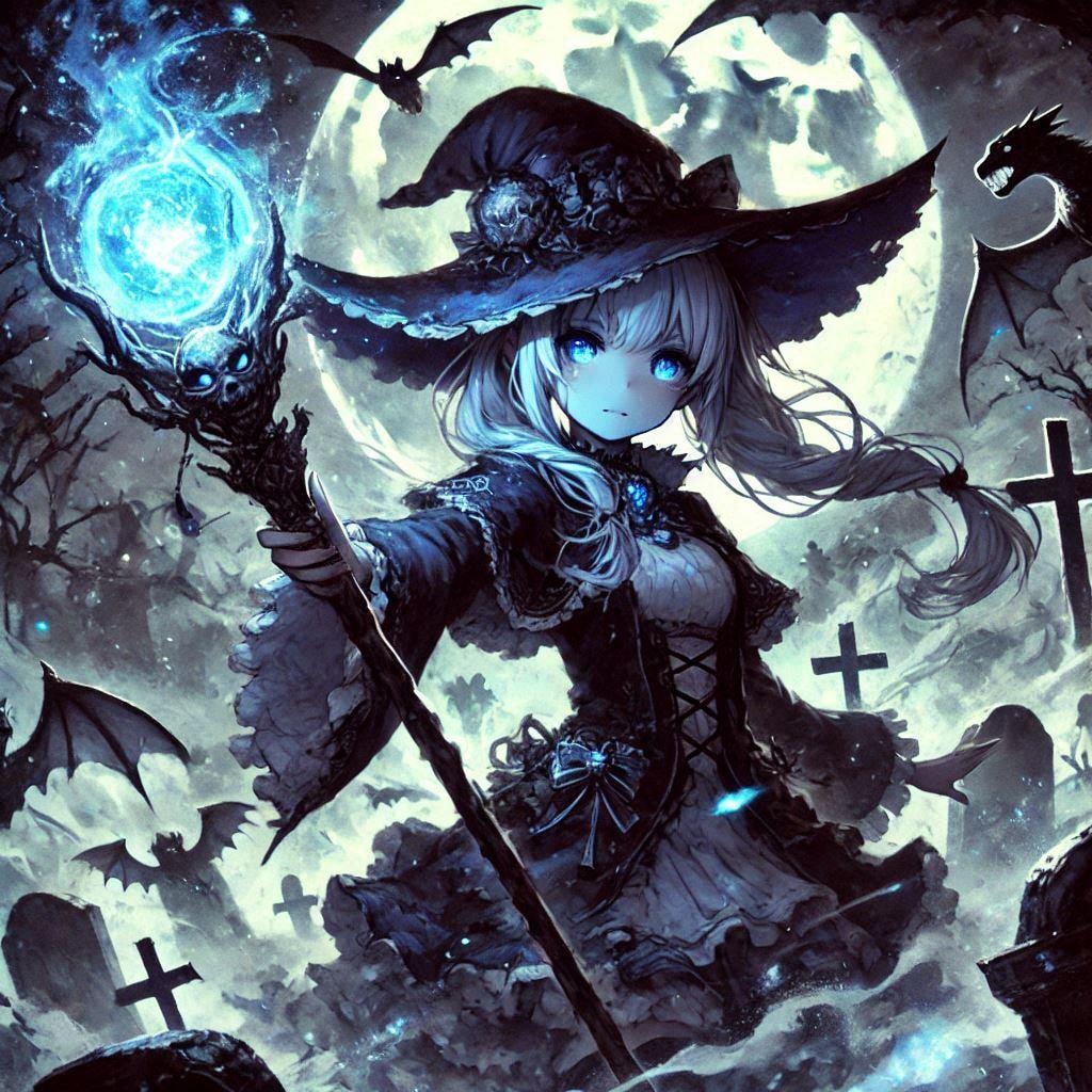満月と墓地と魔女っ子