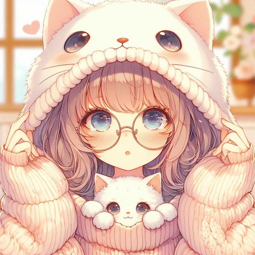 メガネっ娘とひょっこり猫