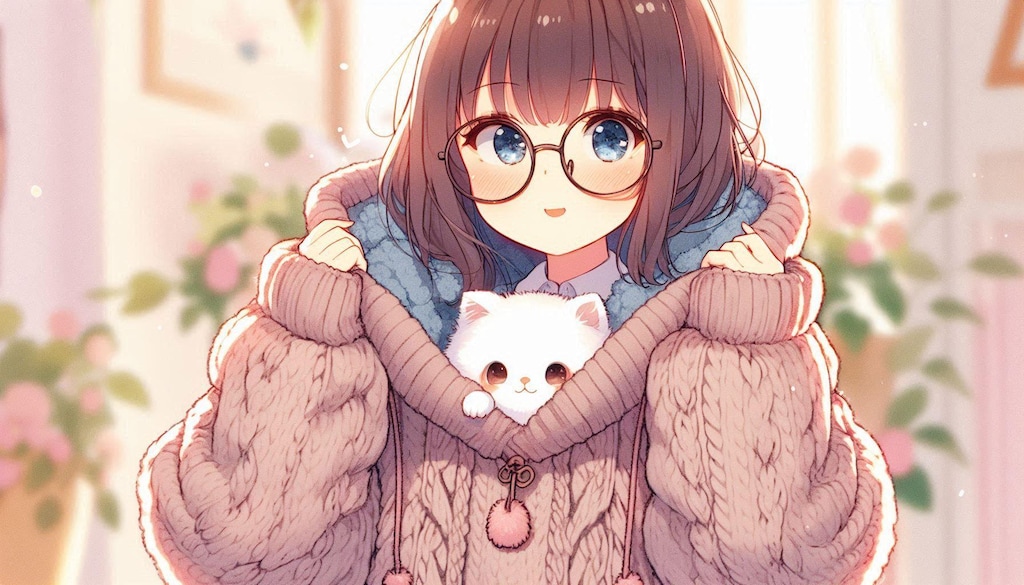メガネっ娘とひょっこり猫