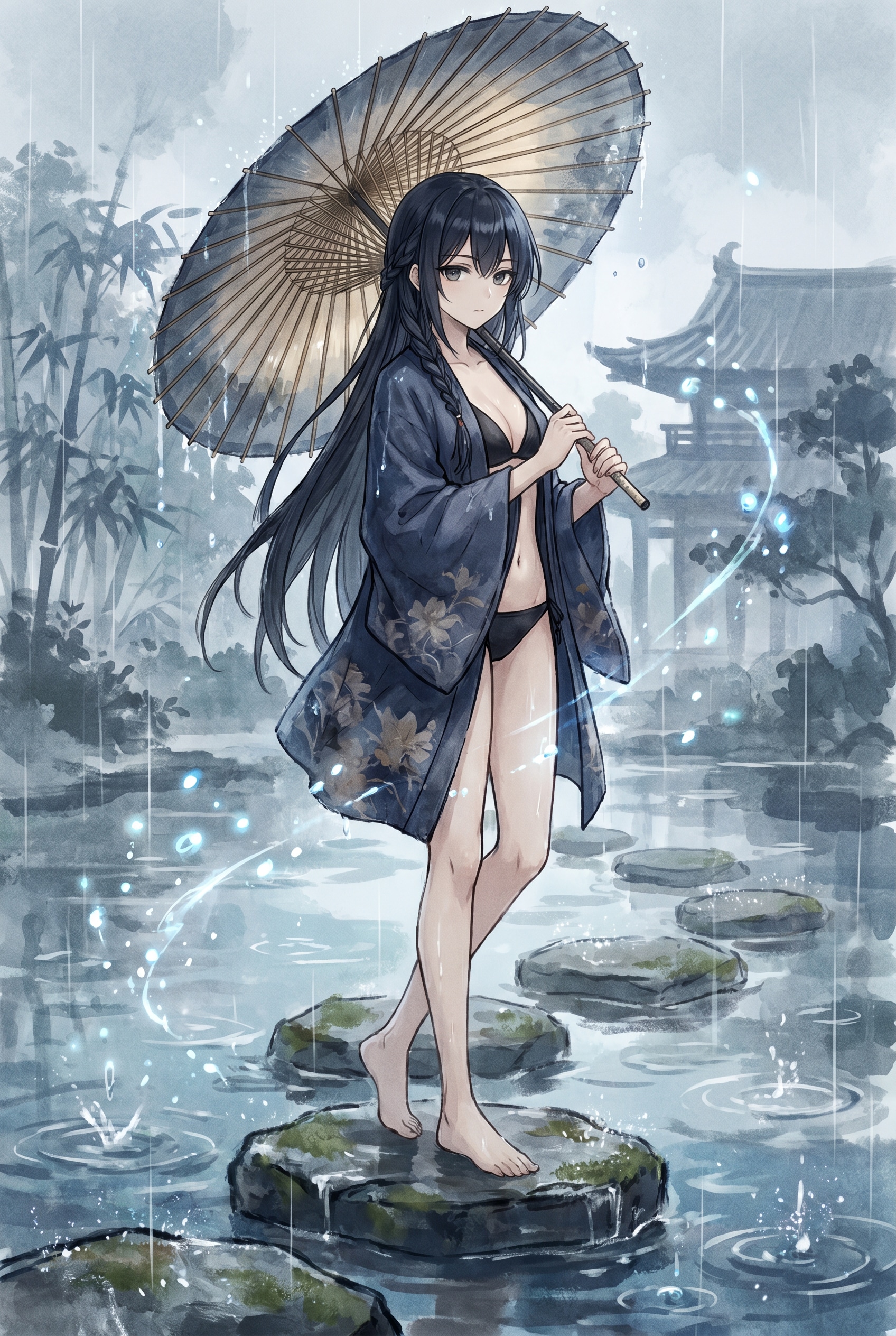 雨中踏石の静