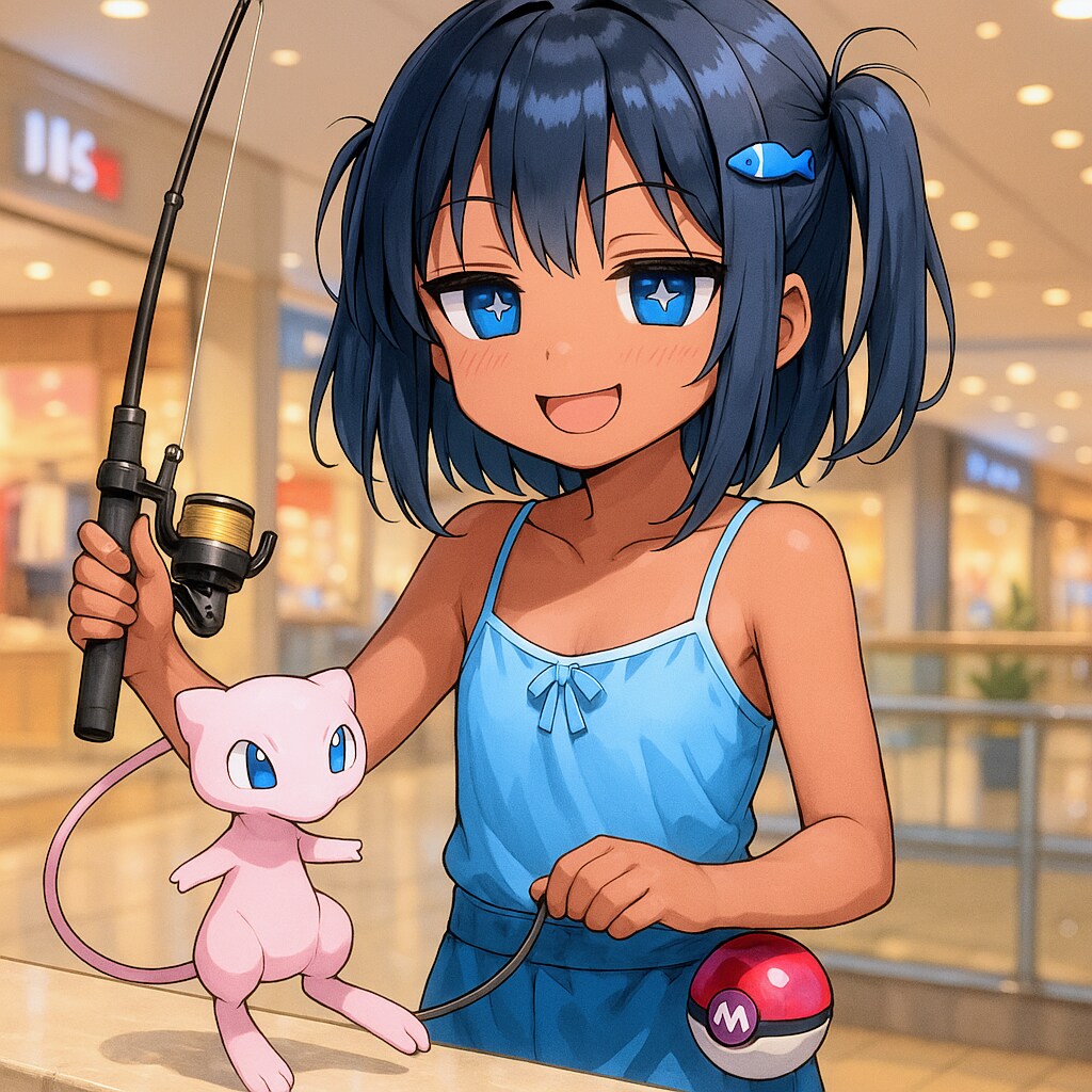 デパートでミュウを釣るこなつちゃん