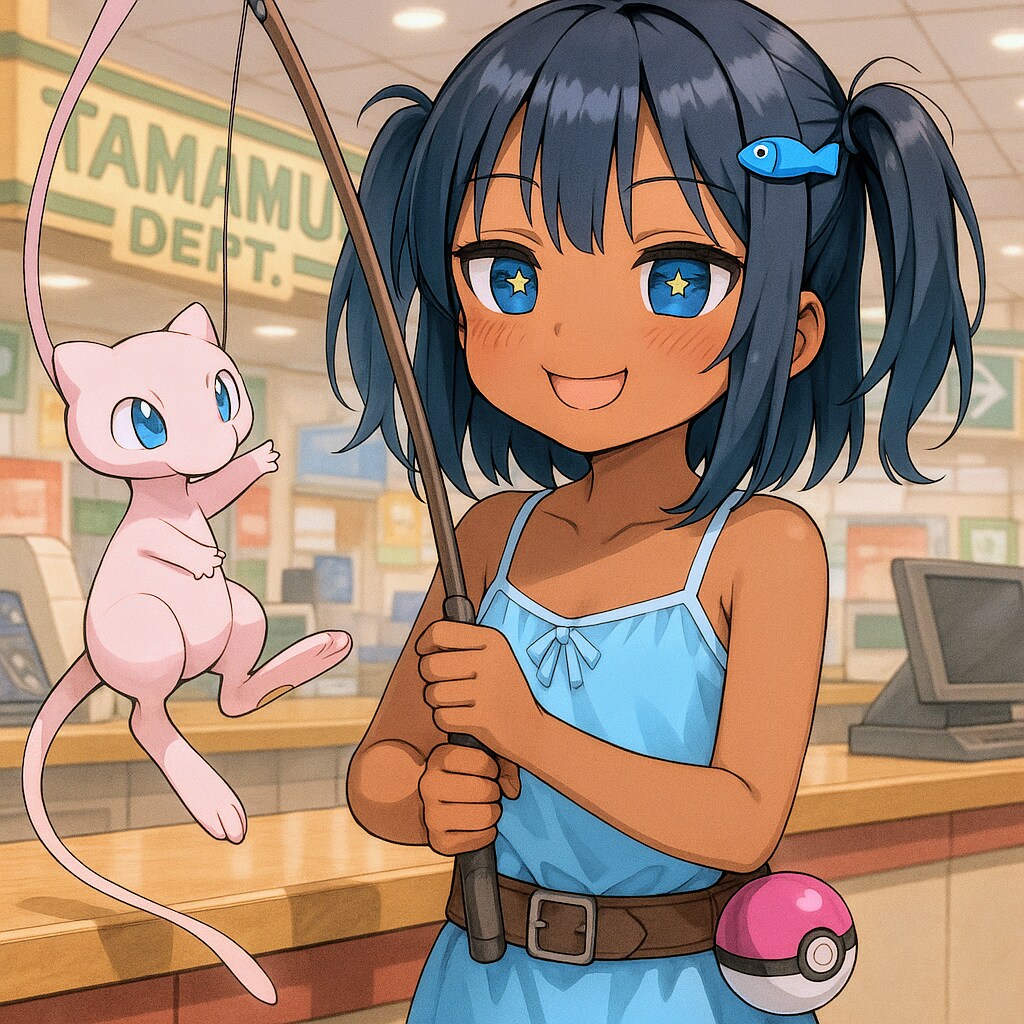 デパートでミュウを釣るこなつちゃん