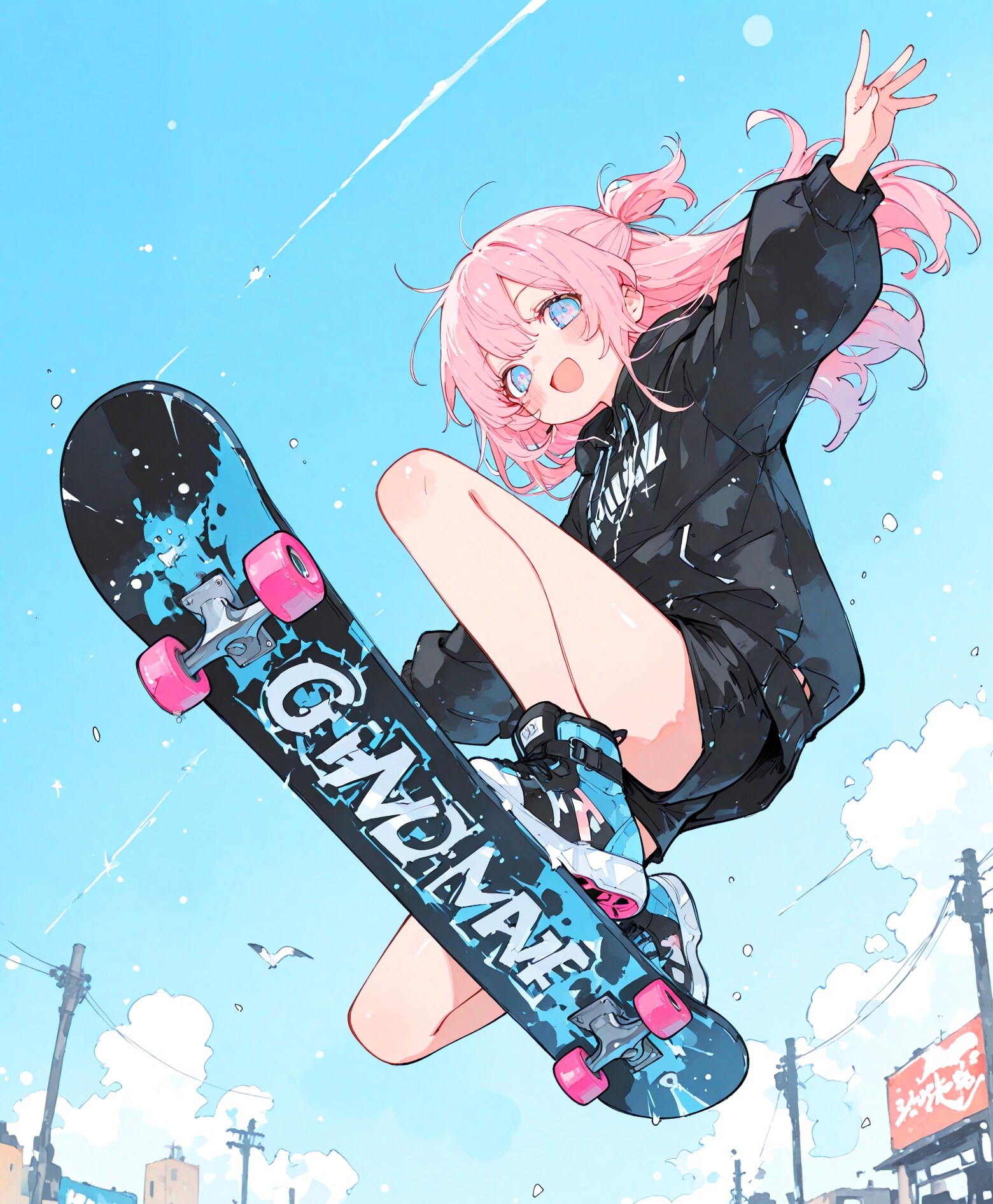 ジャンピング スケボー少女 | の人気AIイラスト・グラビア