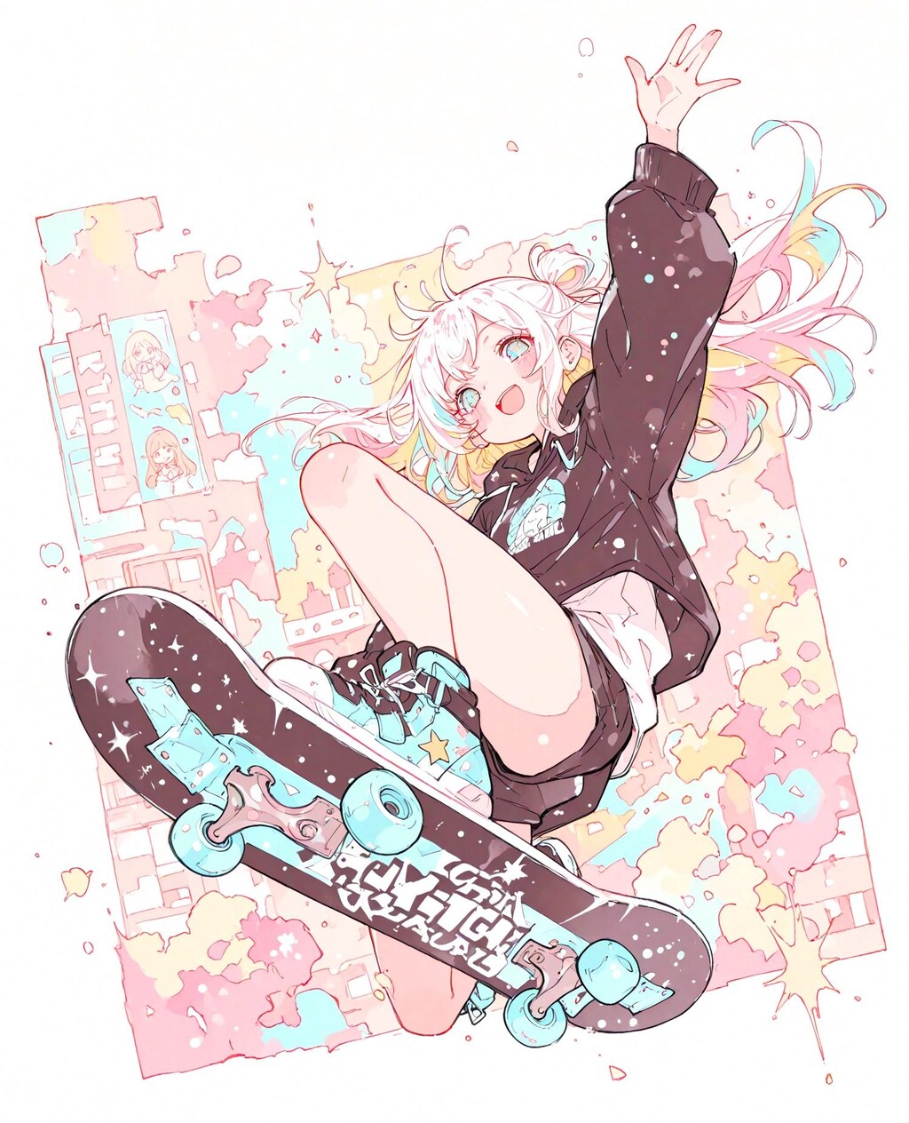 ジャンピング スケボー少女