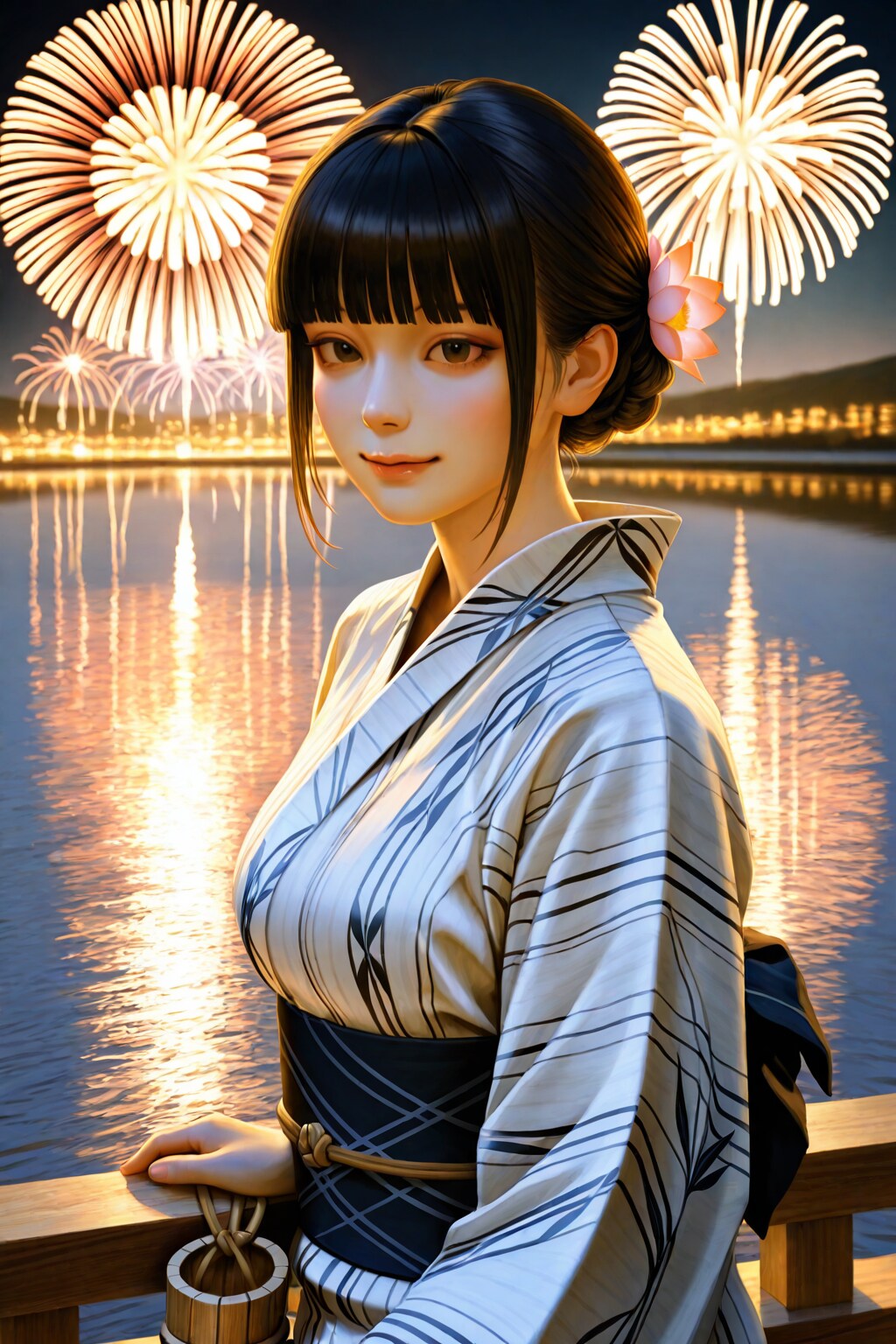 浴衣で花火観覧