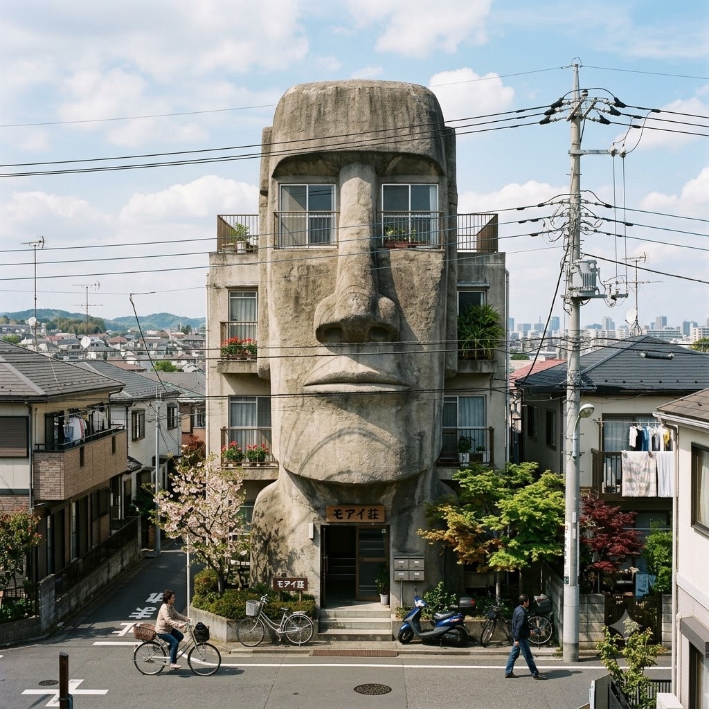 モアイ風のアパート