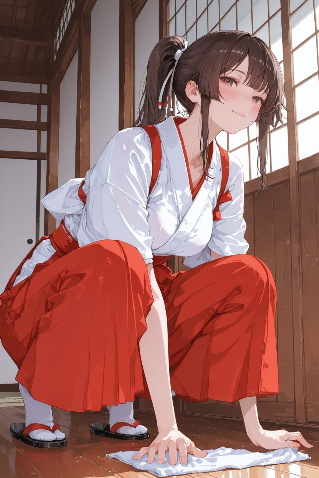 試作 「APRICOT」 床拭き掃除巫女さん。