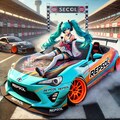 初音ミクとレプソルカラートヨタ86オープンカーのドリ車 4枚目