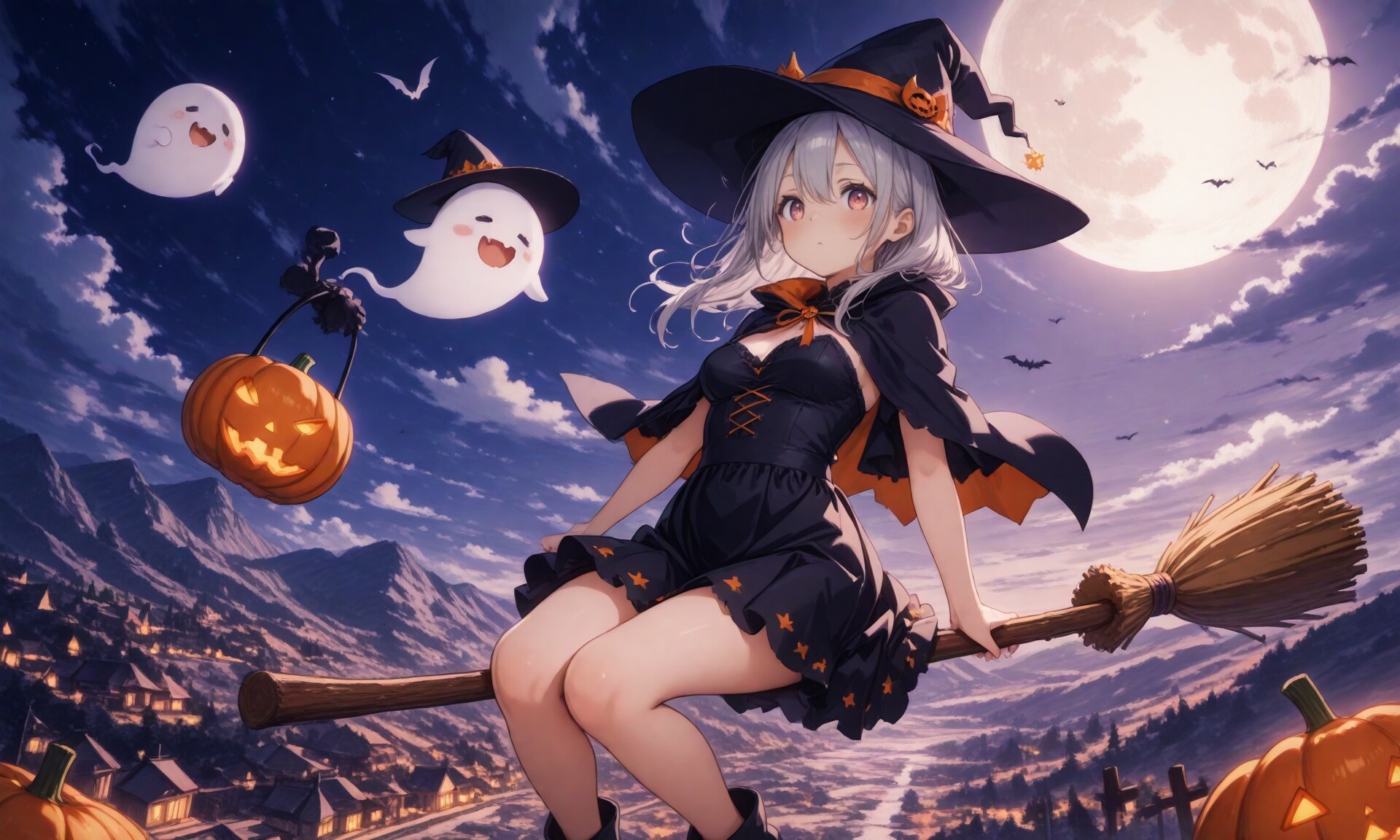 オバケ「お菓子たくさん貰えるといいな〜」 | の人気AIイラスト・グラビア