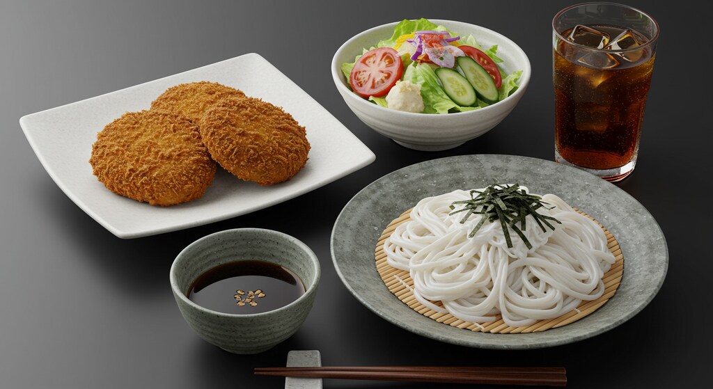 摩訶不思議食堂の冷麦定食