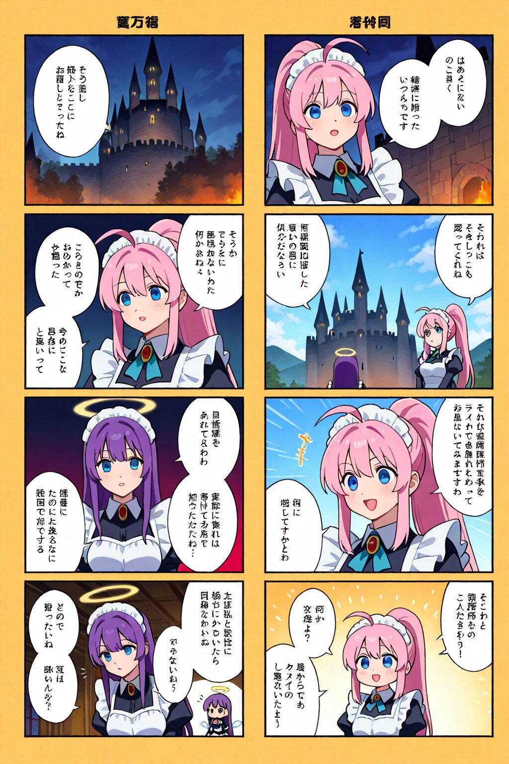 4コママンガ メイドカフェ天使と悪魔