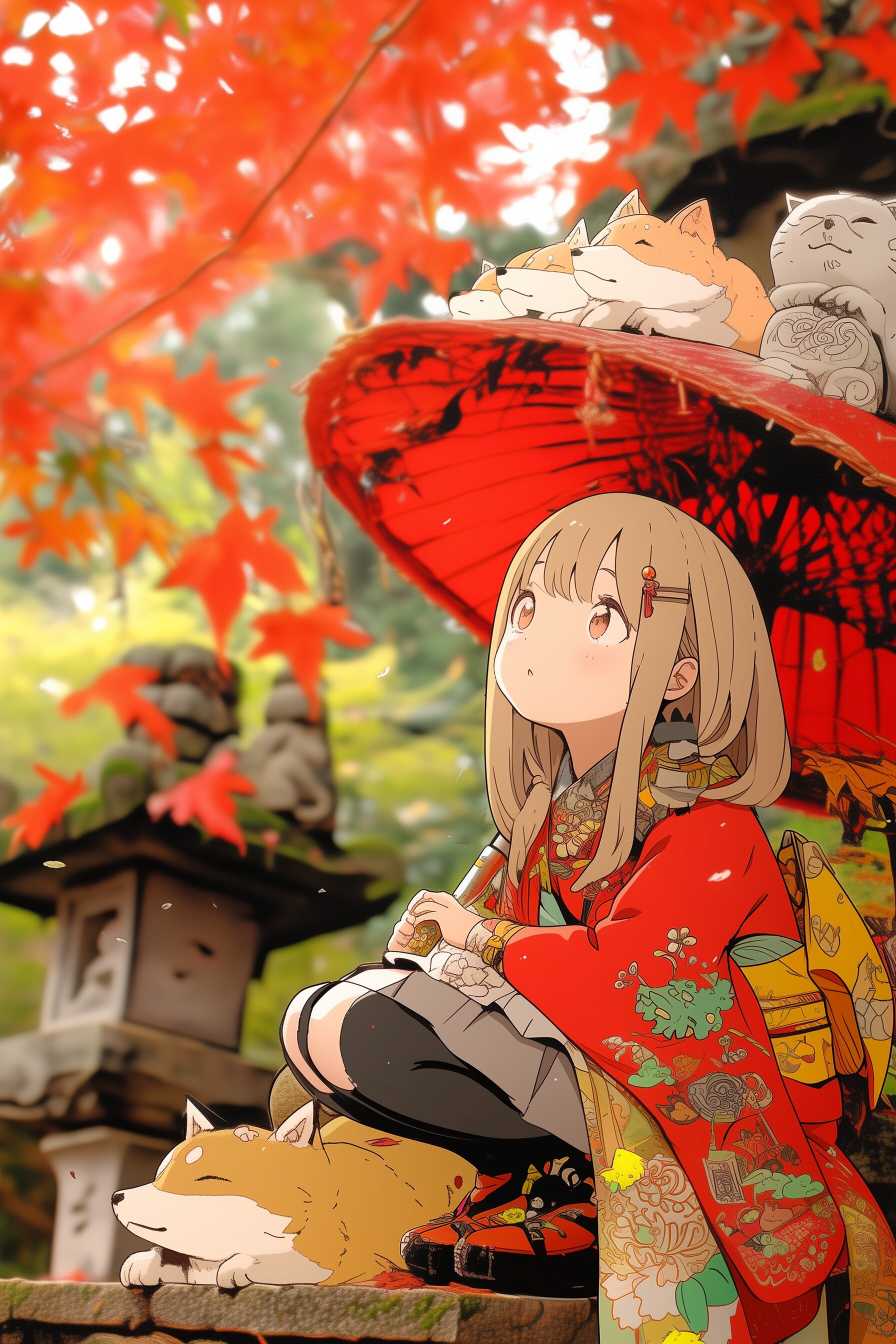 お稲荷さんで雨宿り | の人気AIイラスト・グラビア