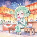 かき氷と緑髪ちゃん 3枚目