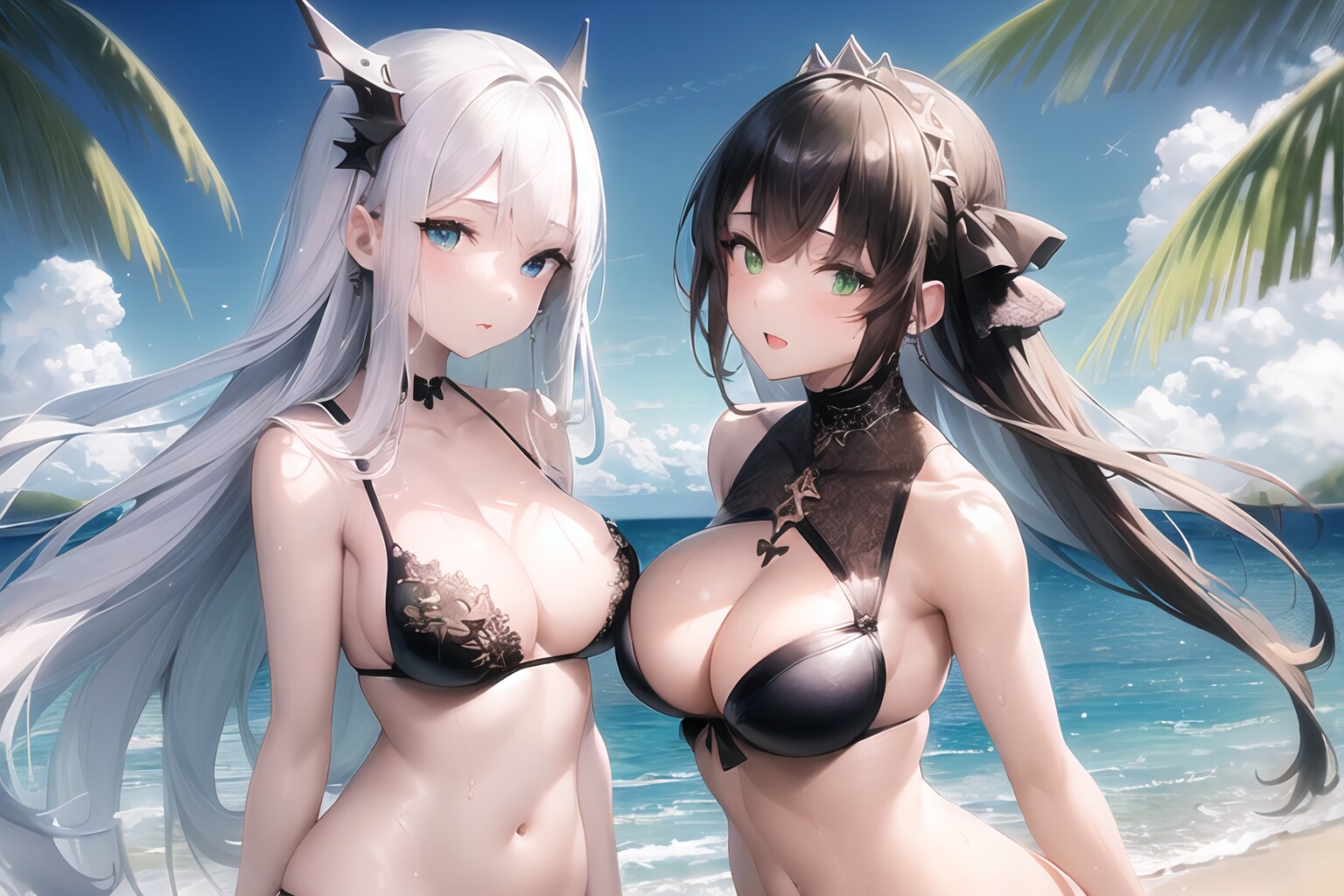 水着：黑と白