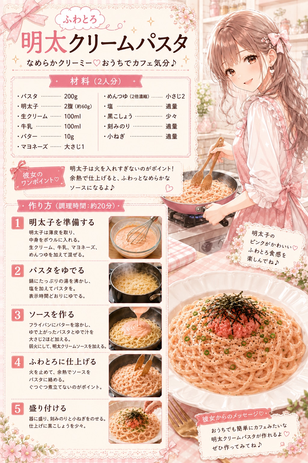 明太クリームパスタ レシピ