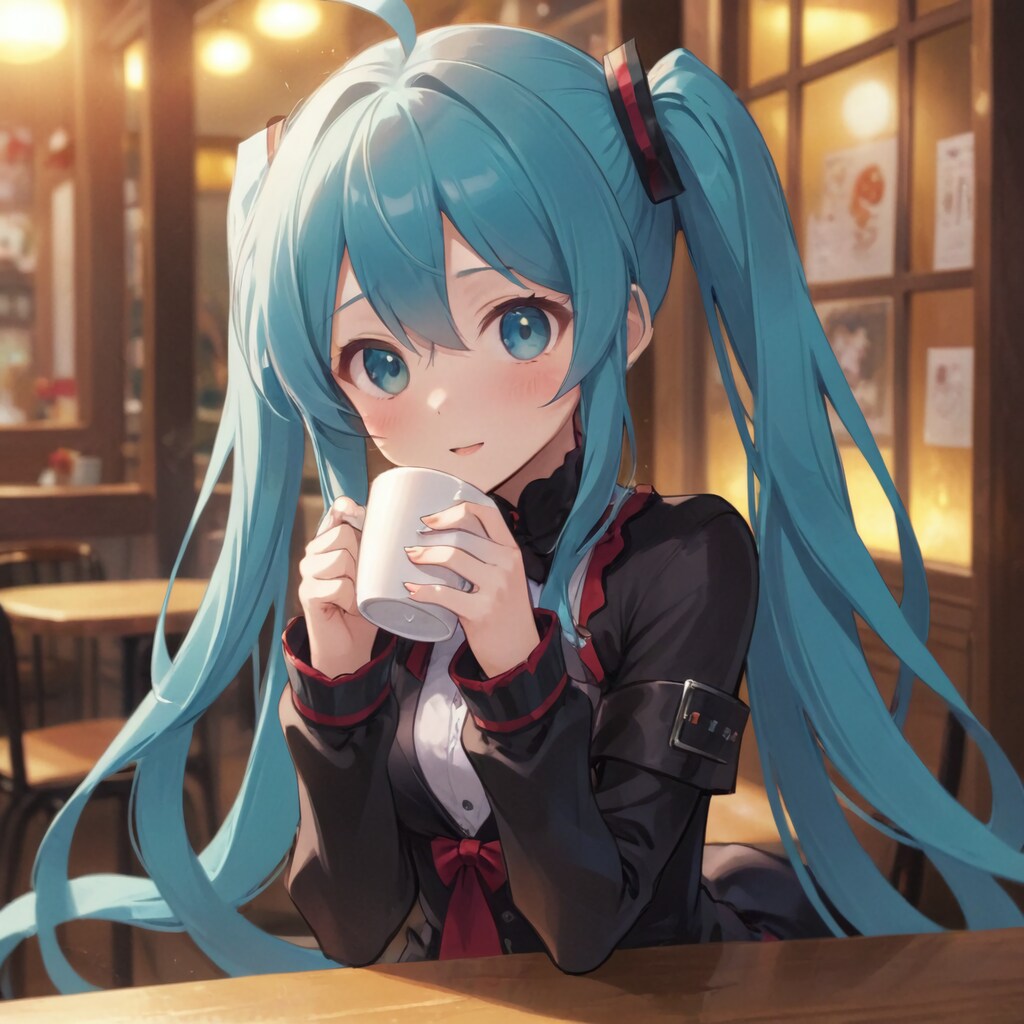 喫茶店にいるミクさん