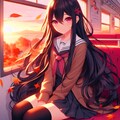 列車の旅に出た、うちの子と夕焼け空＊その1(11枚) 2枚目