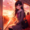 列車の旅に出た、うちの子と夕焼け空＊その1(11枚) 4枚目