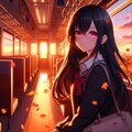 列車の旅に出た、うちの子と夕焼け空＊その1(11枚) 5枚目