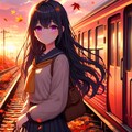 列車の旅に出た、うちの子と夕焼け空＊その1(11枚) 8枚目