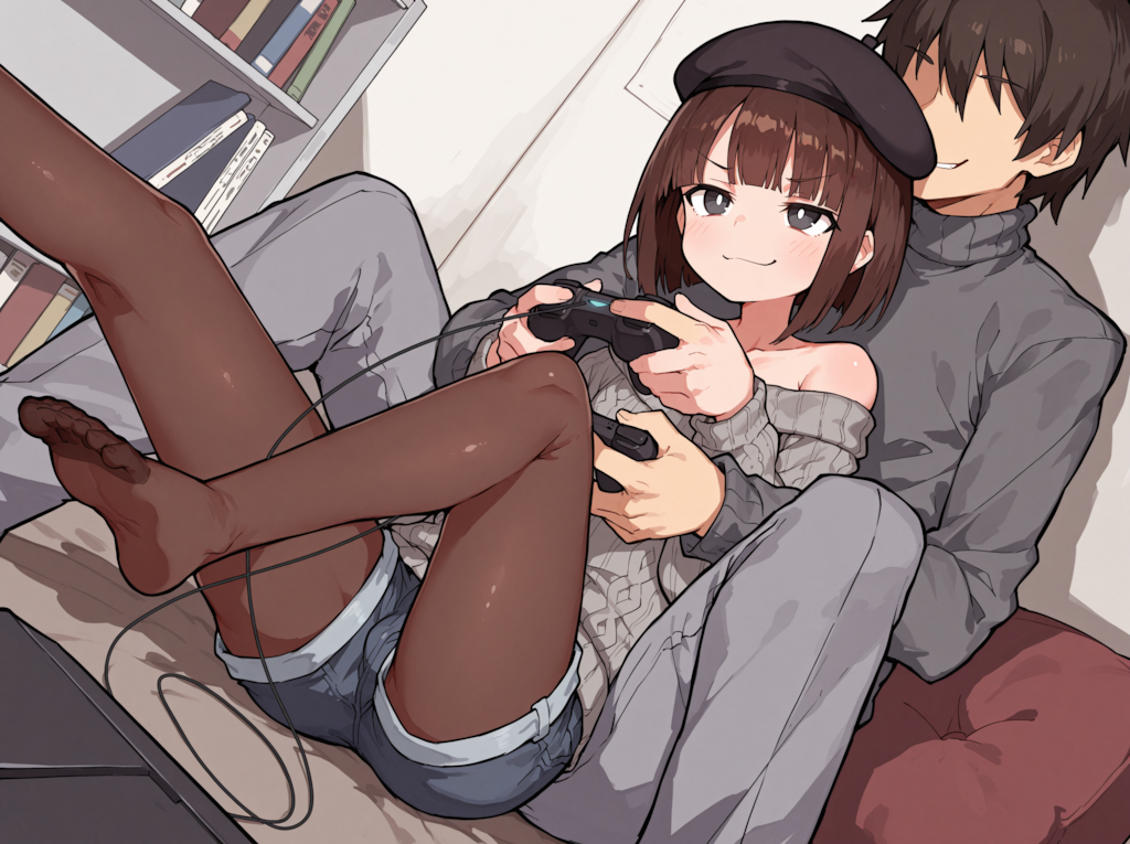 お兄とゲーム中のハルマ -Playing games with my brother-