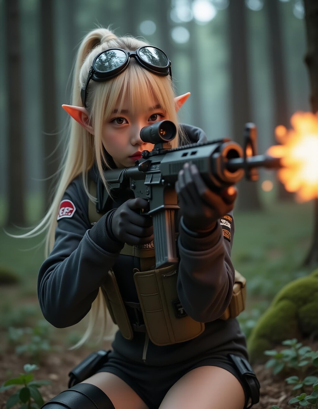 人族の支援を受けるエルフ軍の少女たち②「この武器はなんて強力なの❗これなら…、あいつらに絶対に負けないっ…‼️」