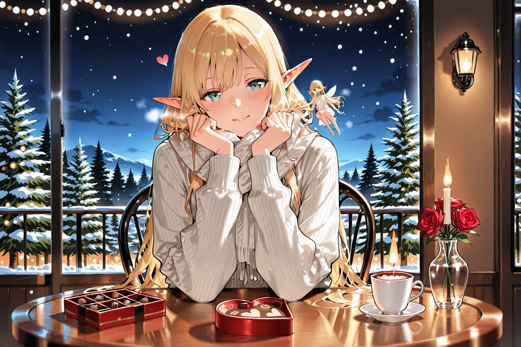 バレタンインデーにあなたと過ごすエルフの女の子