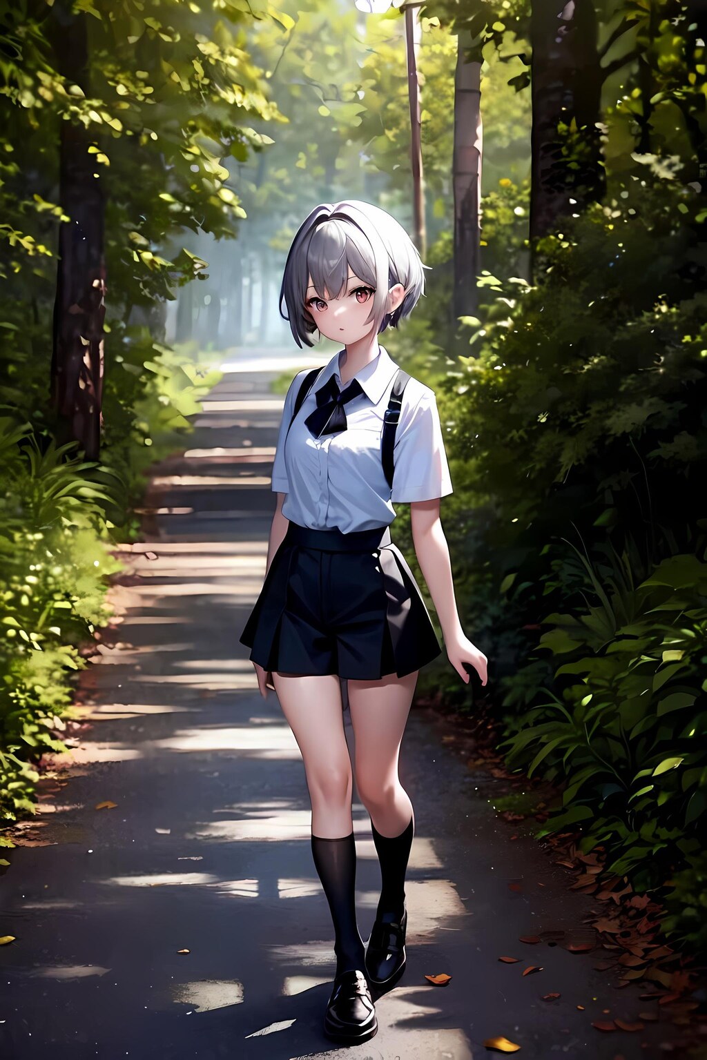 森の中の女子高生