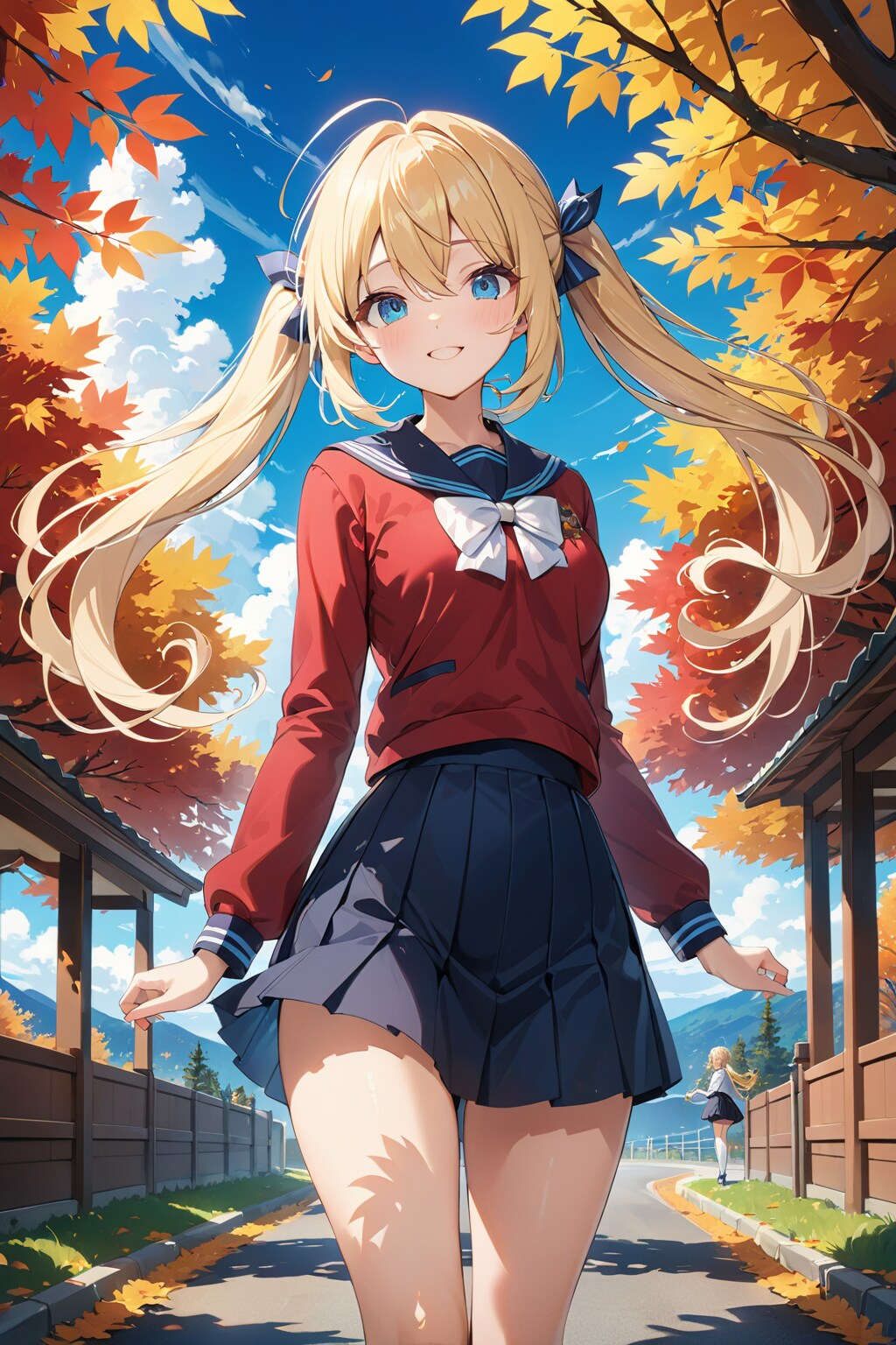 紅葉の散歩道で | の人気AIイラスト・グラビア