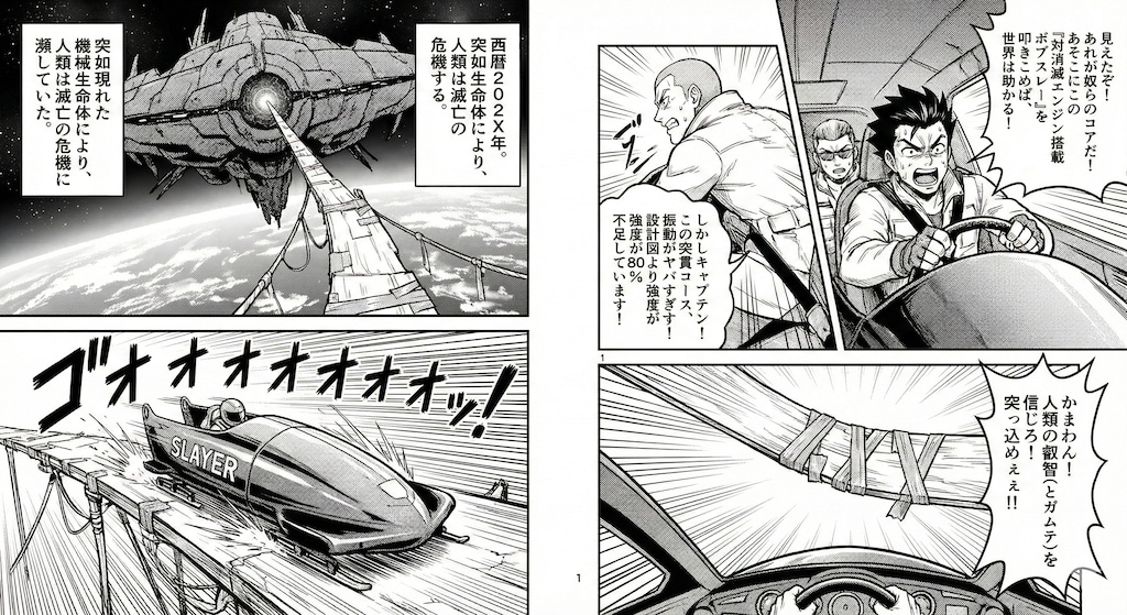 腹筋崩壊ボブスレー漫画（1話）