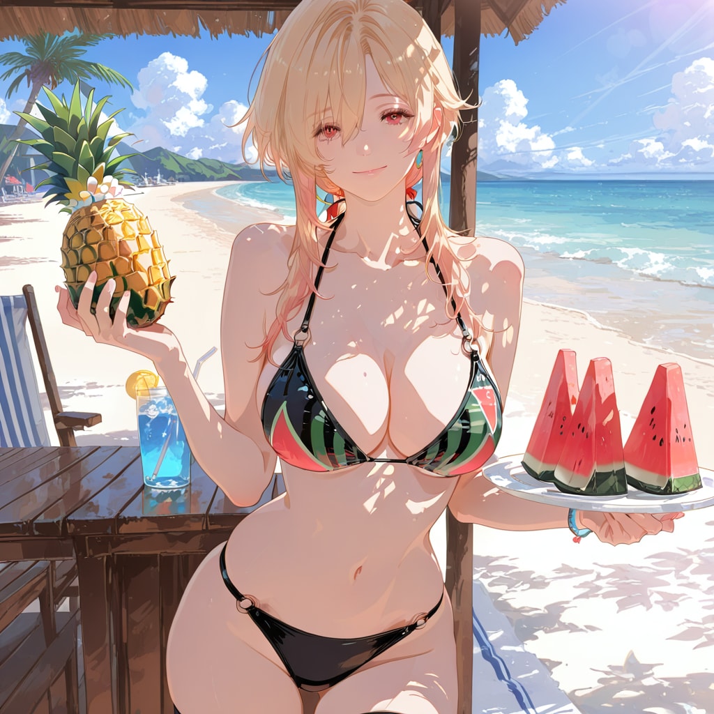 うちの子対魔忍永賀依緒、海サマーフェス202に潜入調査中、パイン割りの準備に参加してみた