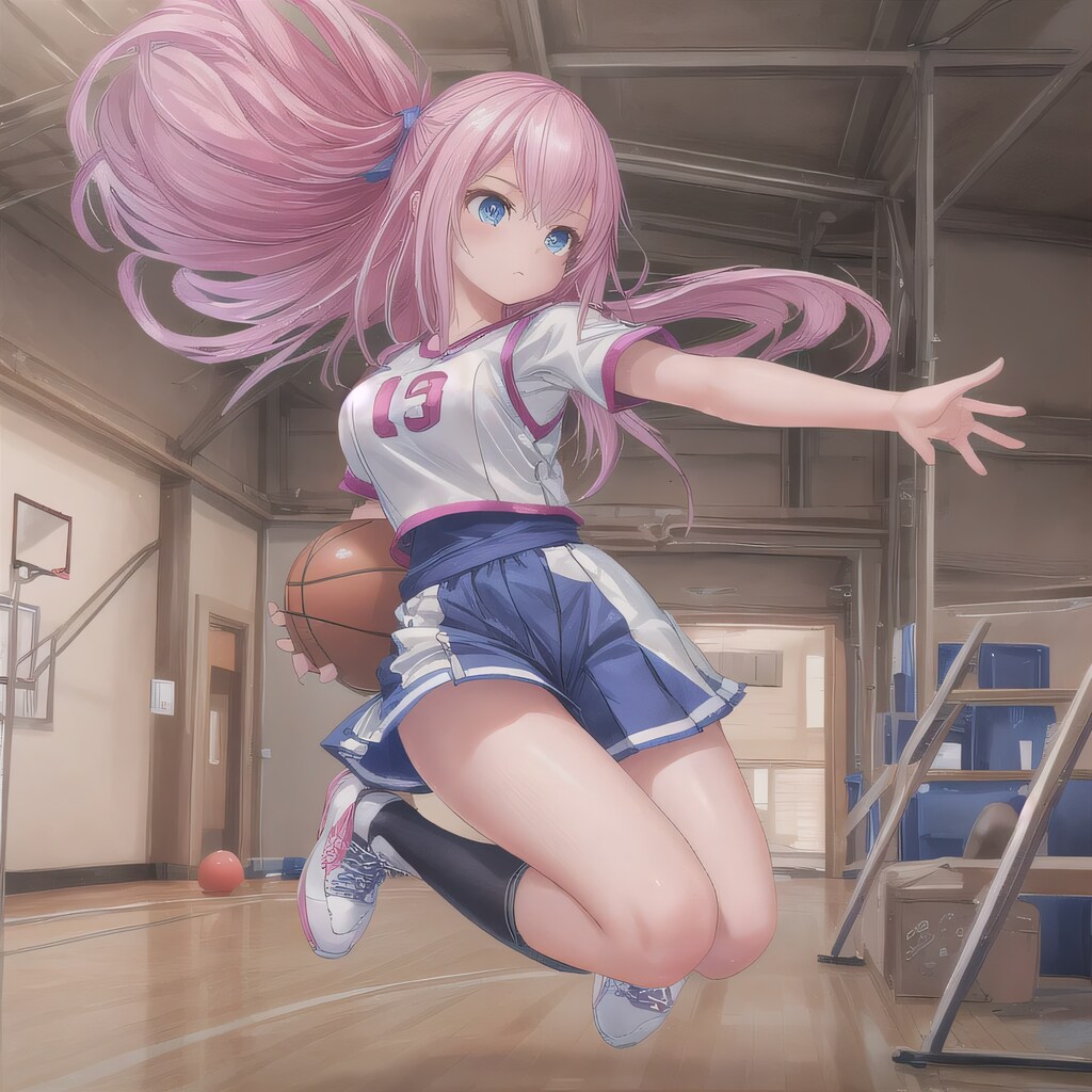 ピンク髪ロングでユニフォームの少女９