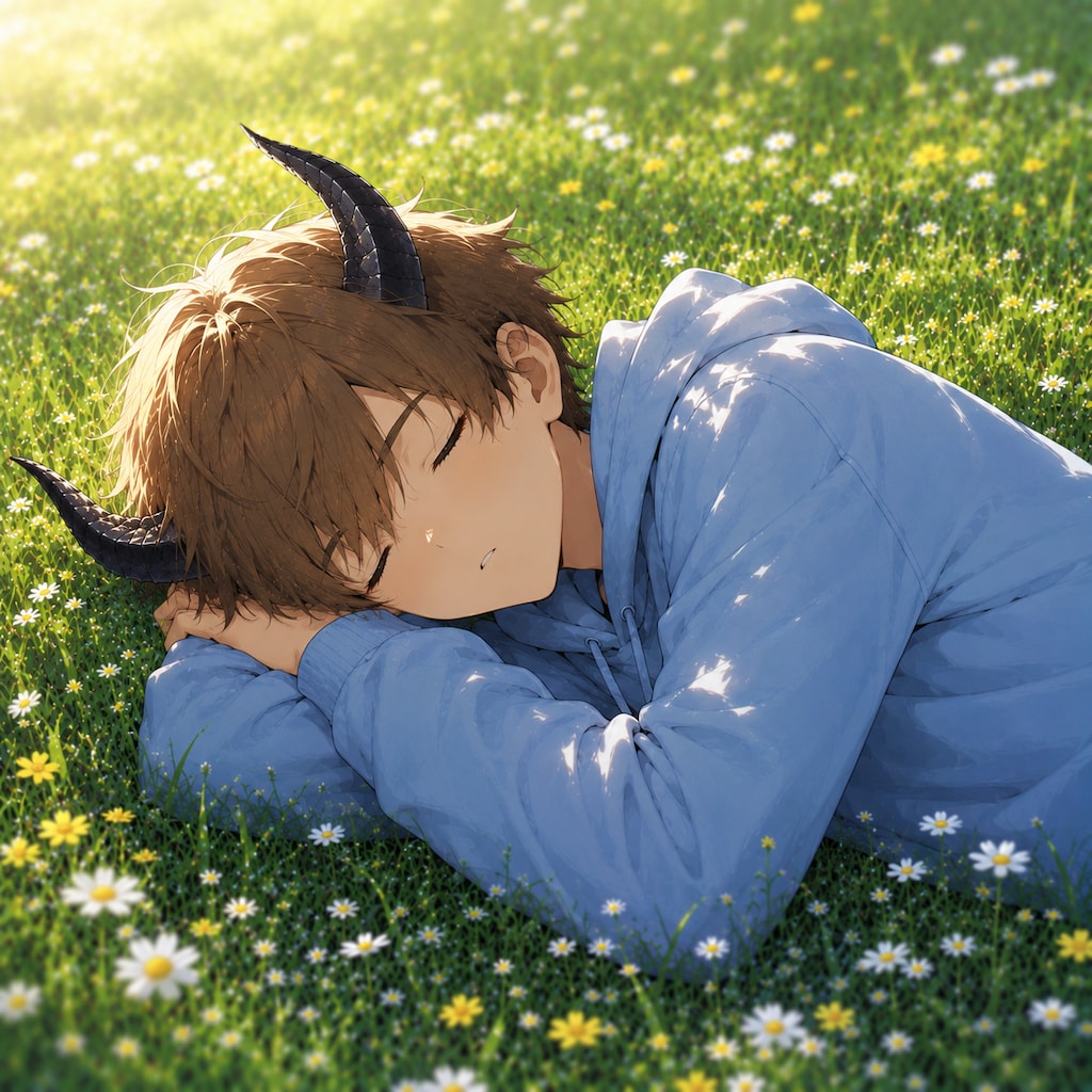 お昼寝中の少年