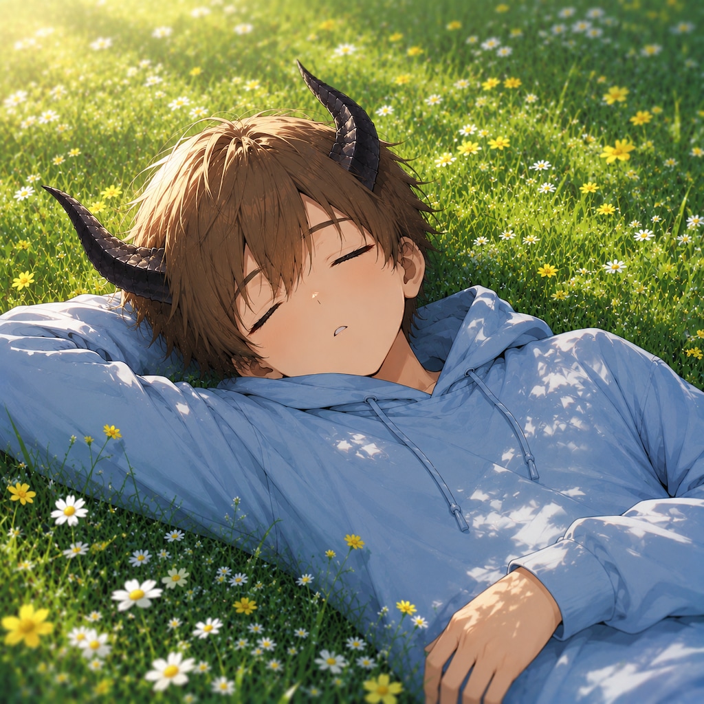 お昼寝中の少年