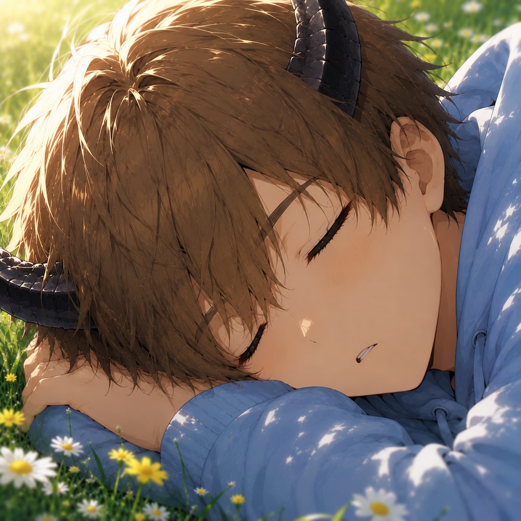 お昼寝中の少年