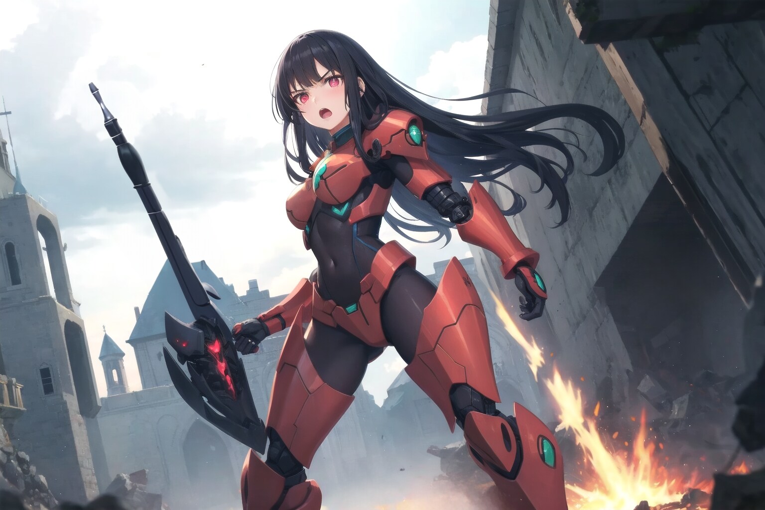 防衛兵器と戦闘中 | の人気AIイラスト・グラビア